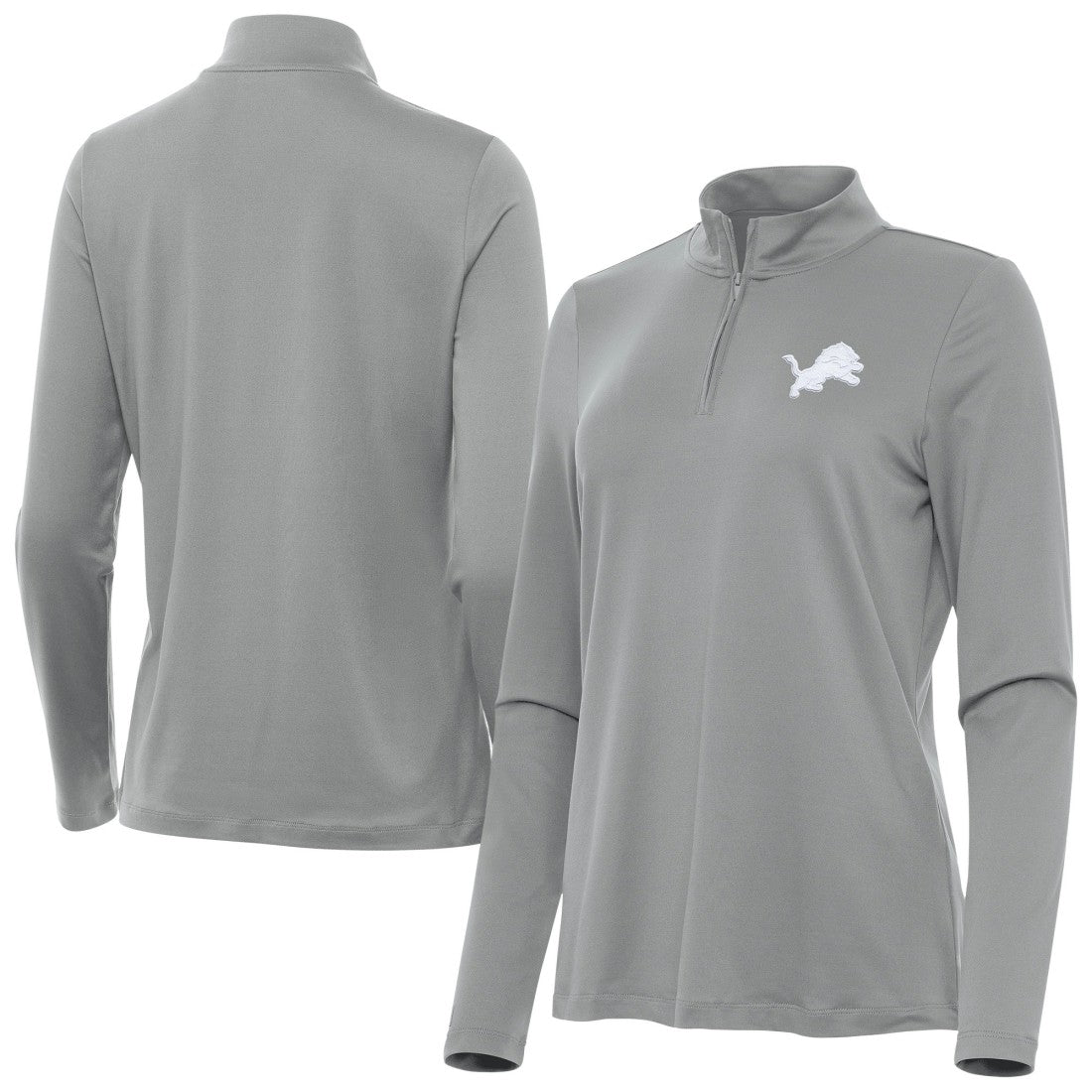 Detroit Lions Antigua Women's Reprocess Quarter-Zip Top - Gray - NFL