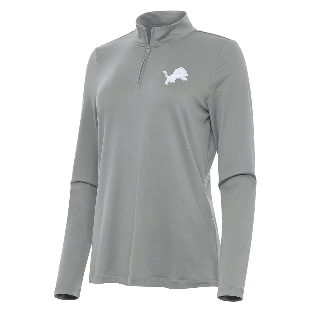 Detroit Lions Antigua Women's Reprocess Quarter-Zip Top - Gray - NFL