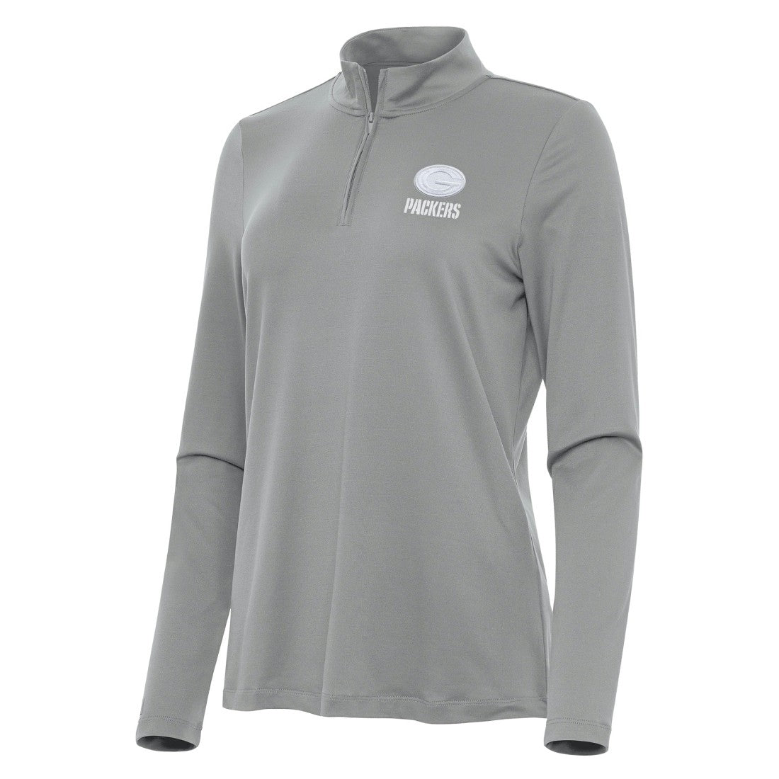 Green Bay Packers Antigua Women's Reprocess Quarter-Zip Top - Gray - NFL