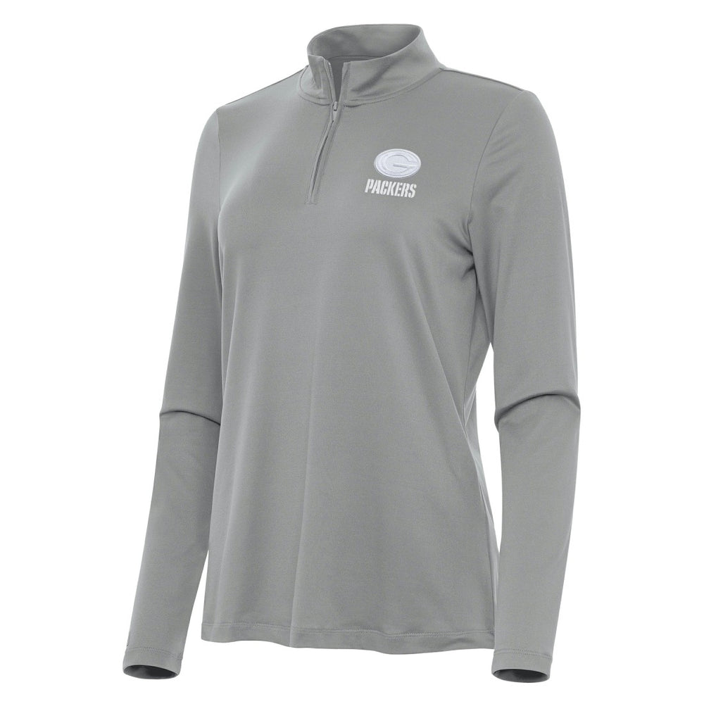 Green Bay Packers Antigua Women's Reprocess Quarter-Zip Top - Gray - NFL