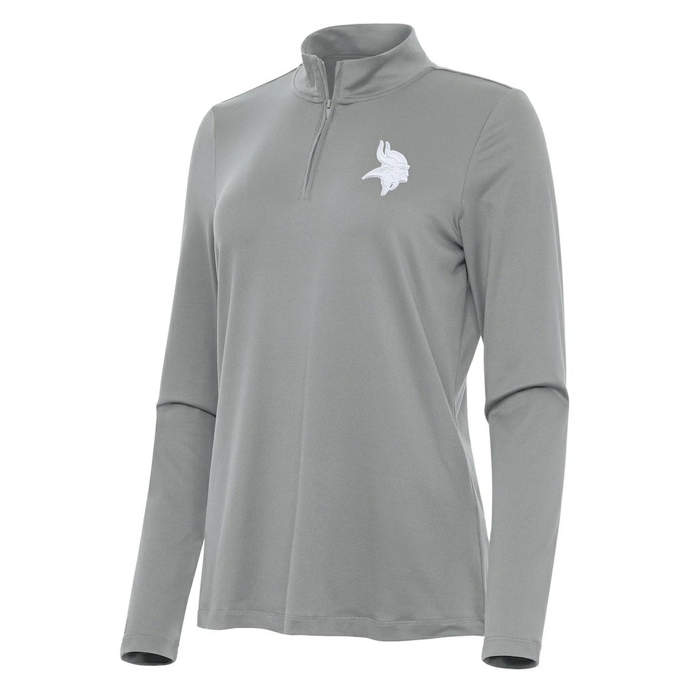 Minnesota Vikings Antigua Women's Reprocess Quarter-Zip Top - Gray - NFL