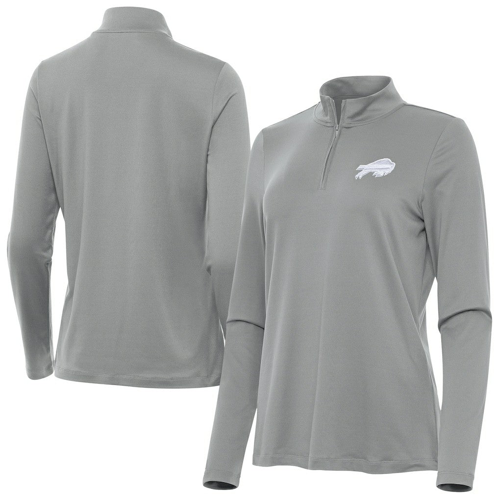 Buffalo Bills Antigua Women's Reprocess Quarter-Zip Top - Gray - NFL