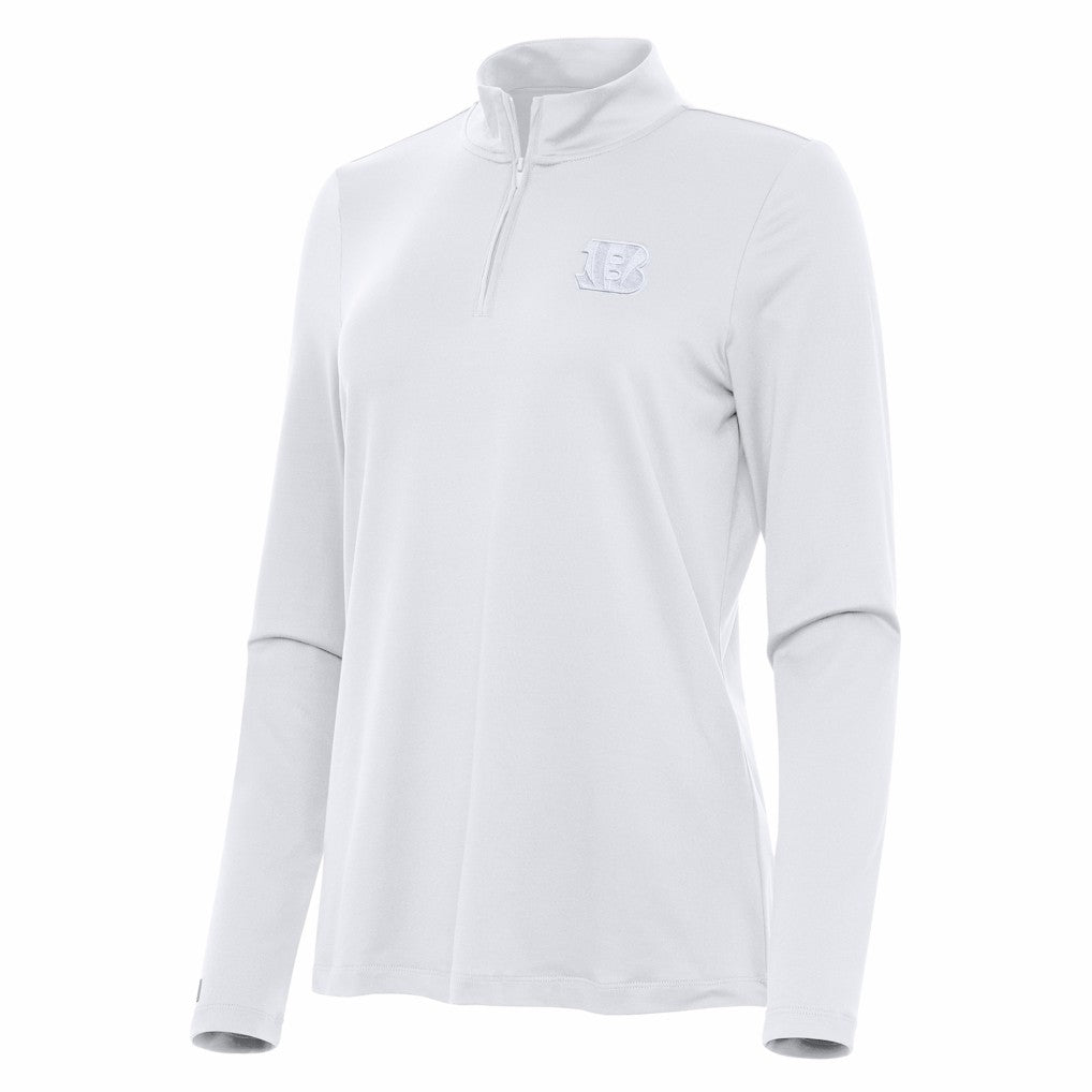 Cincinnati Bengals Antigua Women's Reprocess Quarter-Zip Top - White - NFL