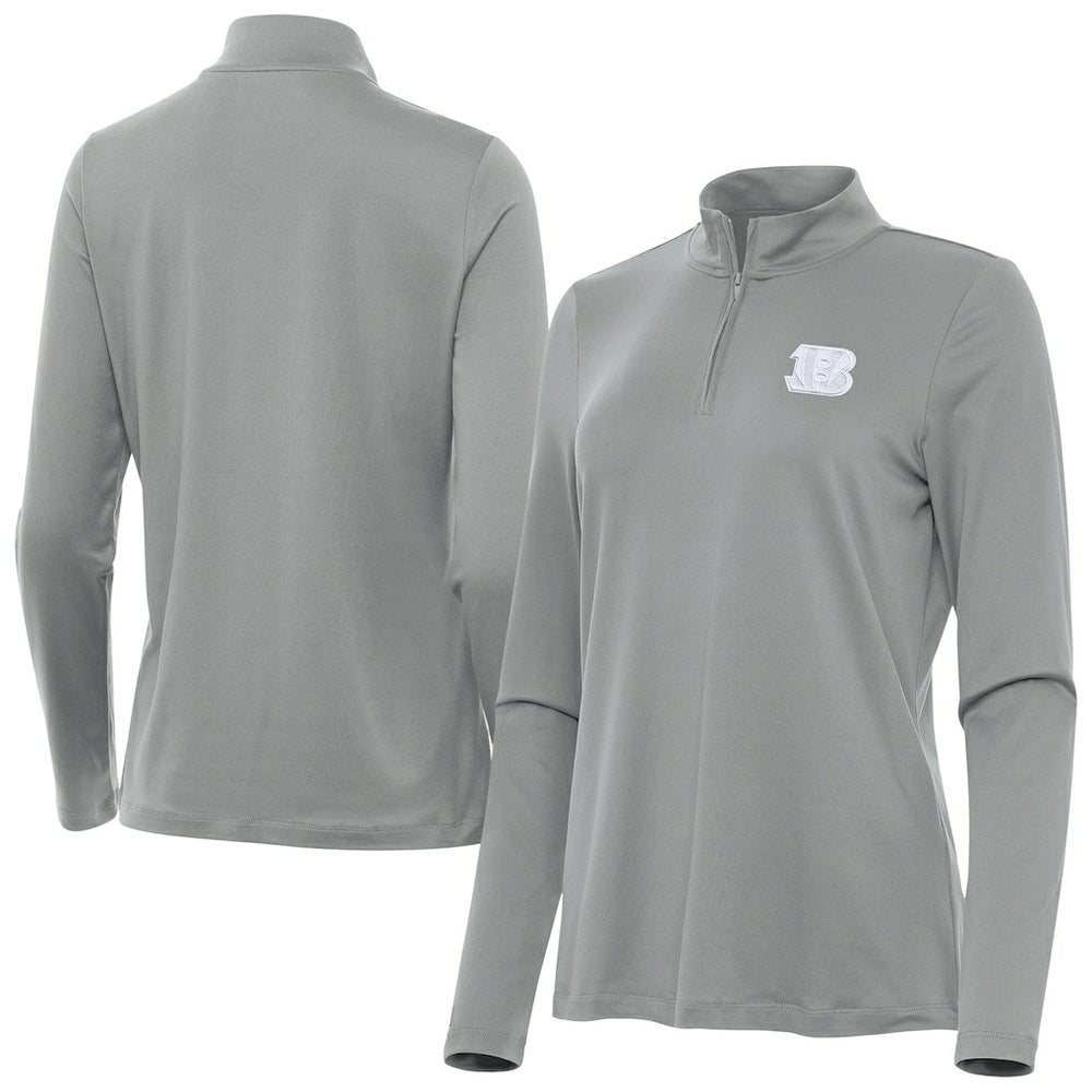 Cincinnati Bengals Antigua Women's Reprocess Quarter-Zip Top - Gray - NFL