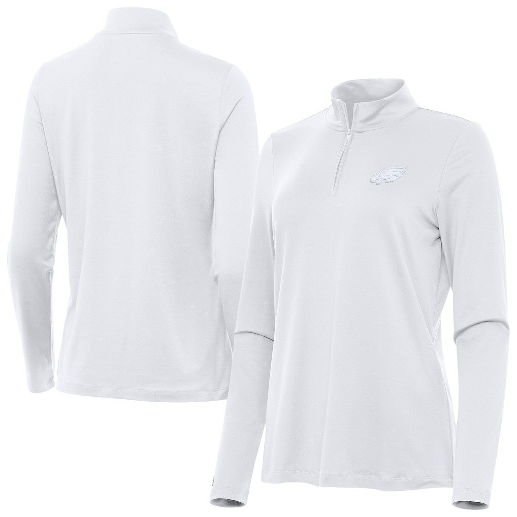 Philadelphia Eagles Antigua Women's Reprocess Quarter-Zip Top - White - NFL