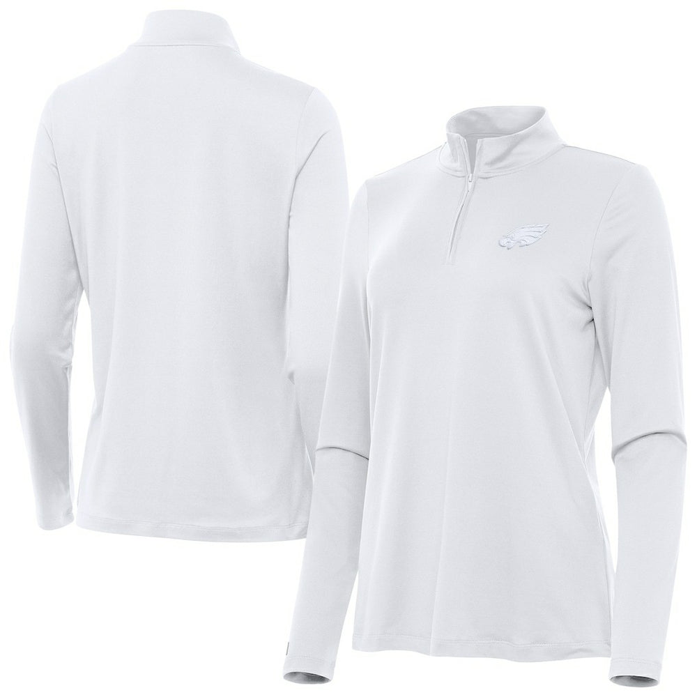 Philadelphia Eagles Antigua Women's Reprocess Quarter-Zip Top - White - NFL