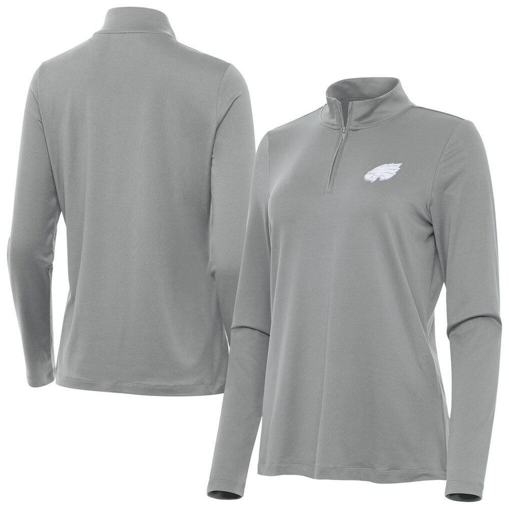 Philadelphia Eagles Antigua Women's Reprocess Quarter-Zip Top - Gray - NFL