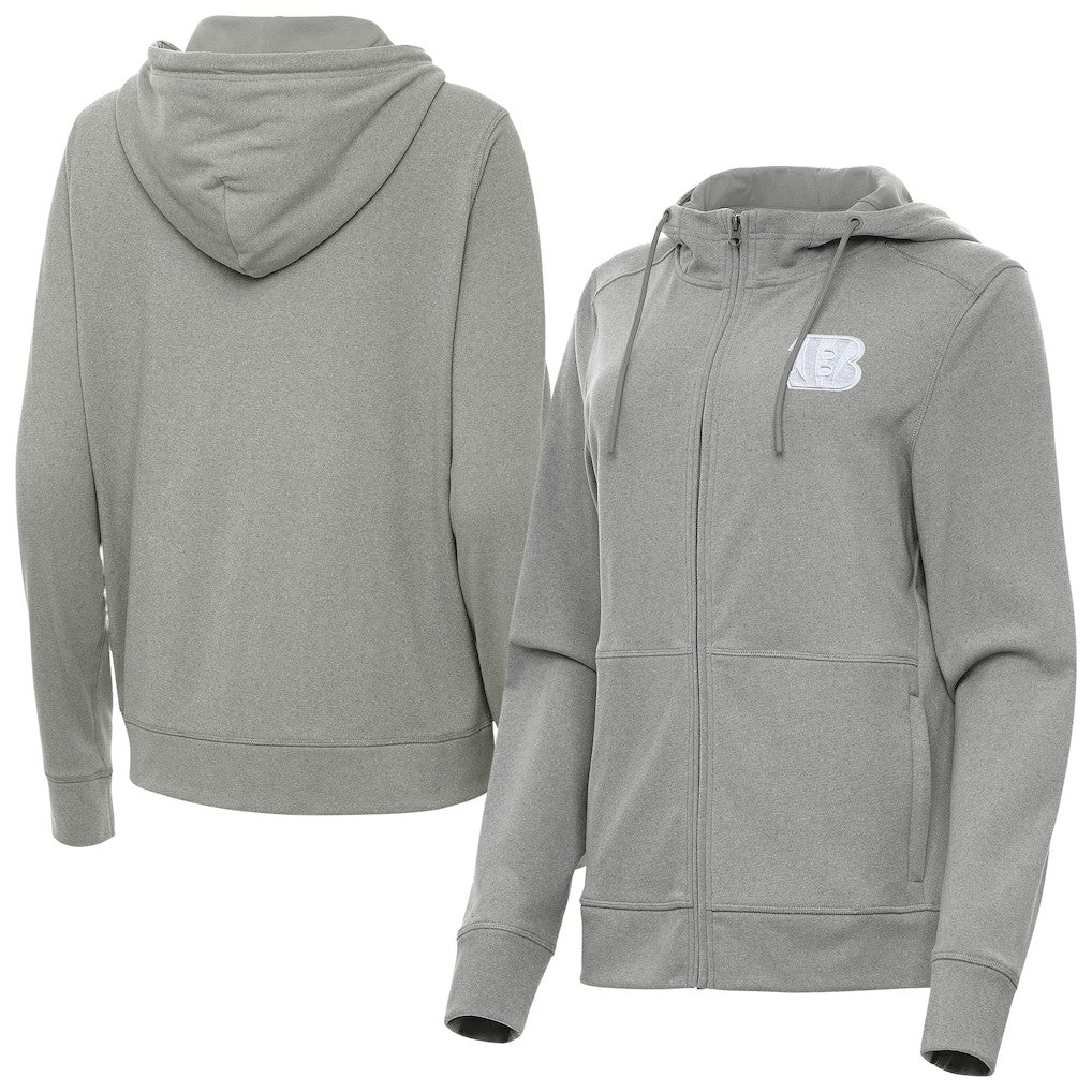 Cincinnati Bengals Antigua Women's Seeker Full-Zip Hoodie Jacket - Heather Gray - NFL