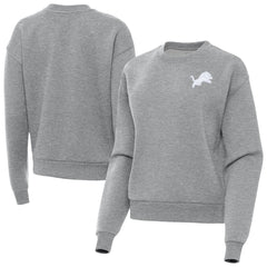 Detroit Lions Antigua Women's Victory Crew Pullover Sweatshirt - Heather Gray - NFL