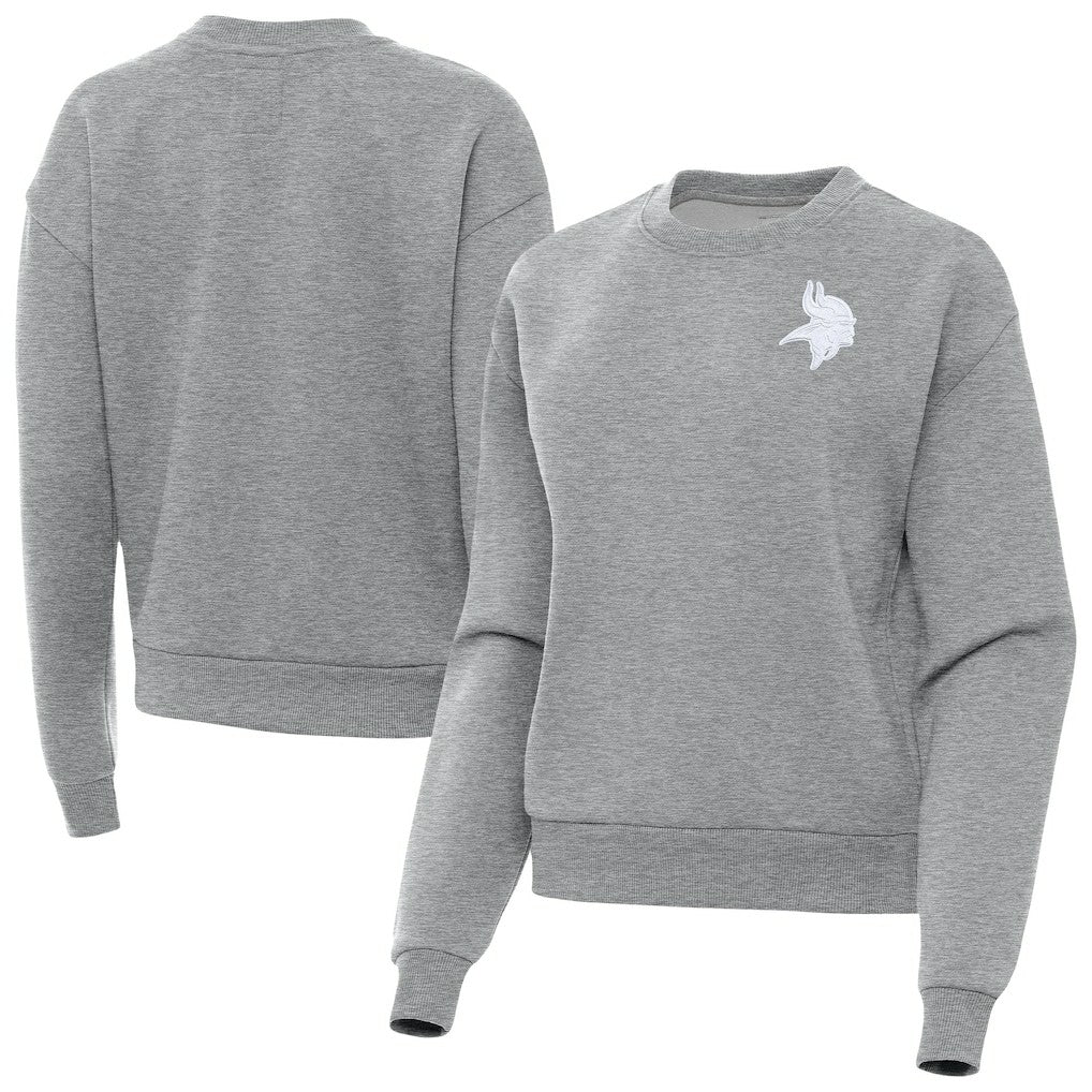 Minnesota Vikings Antigua Women's Victory Crew Pullover Sweatshirt - Heather Gray - NFL