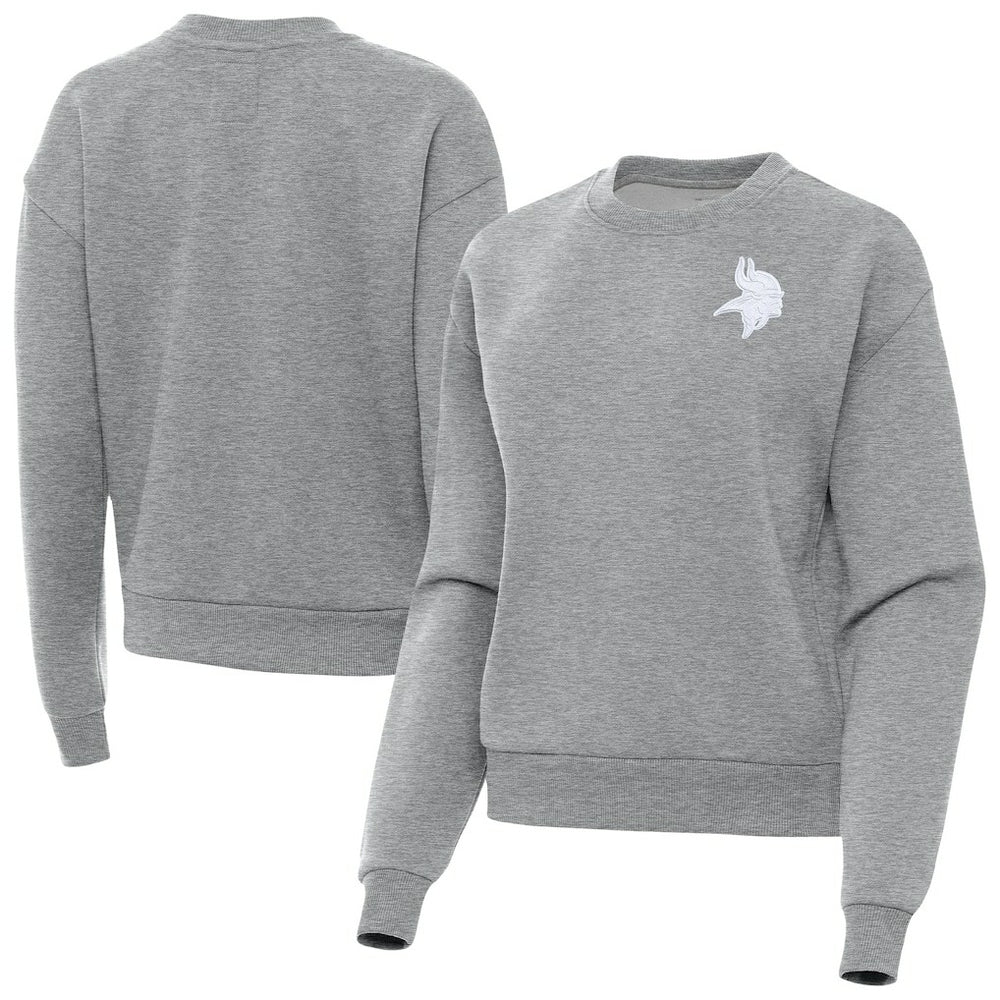 Minnesota Vikings Antigua Women's Victory Crew Pullover Sweatshirt - Heather Gray - NFL