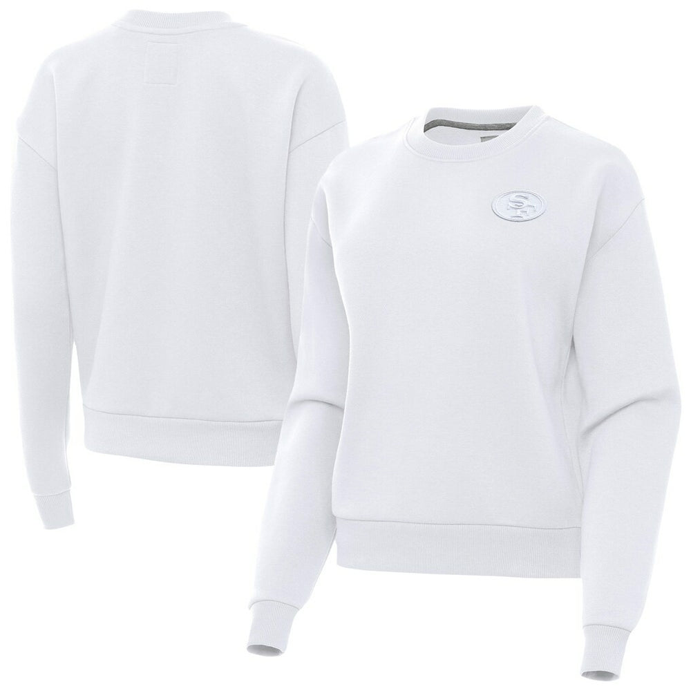 San Francisco 49ers Antigua Women's Victory Crew Pullover Sweatshirt - White - NFL
