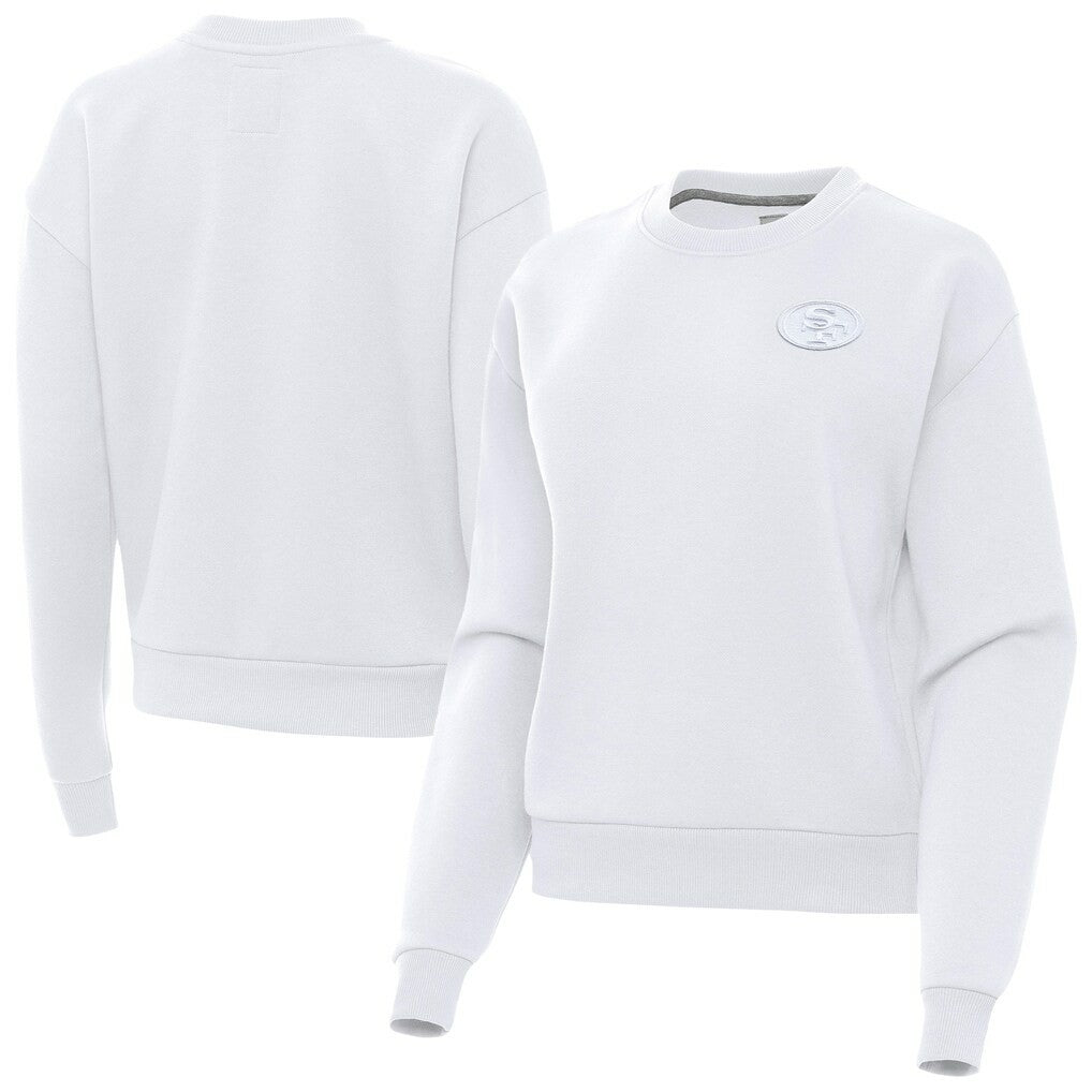 San Francisco 49ers Antigua Women's Victory Crew Pullover Sweatshirt - White - NFL