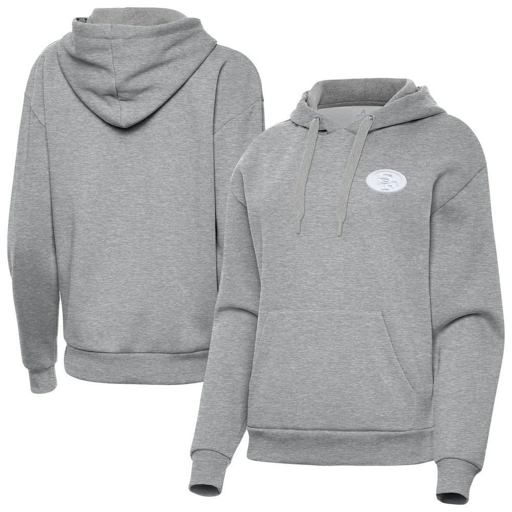 San Francisco 49ers Antigua Women's Victory Pullover Hoodie - Heather Gray - NFL