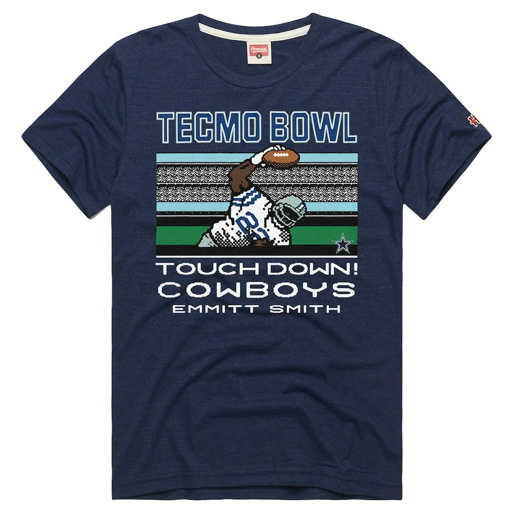 Emmitt Smith Dallas Cowboys Homage Unisex Tecmo Bowl Retired Player Graphic Tri-Blend T-Shirt - Navy - NFL