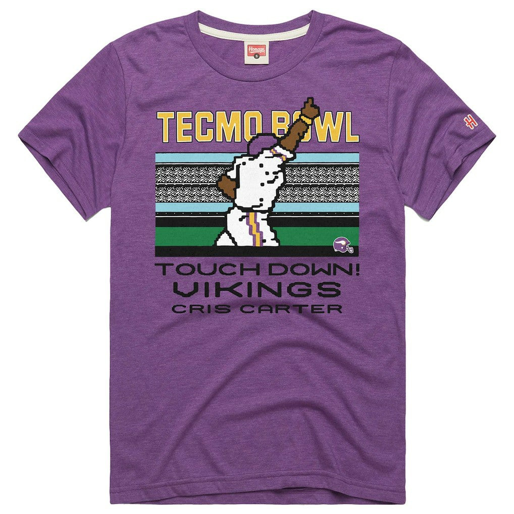 Cris Carter Minnesota Vikings Homage Unisex Tecmo Bowl Retired Player Graphic Tri-Blend T-Shirt - Purple - NFL