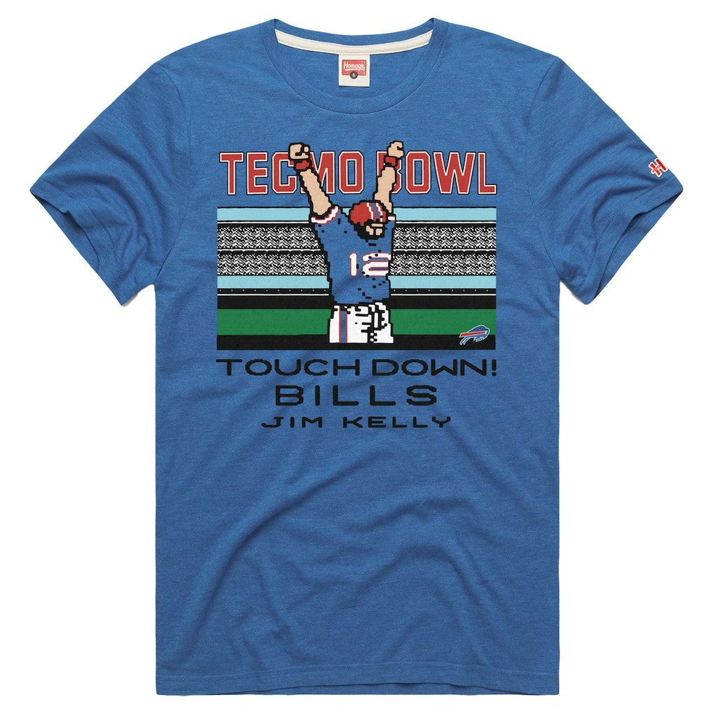 Jim Kelly Buffalo Bills Homage Unisex Tecmo Bowl Retired Player Graphic Tri-Blend T-Shirt - Royal - NFL