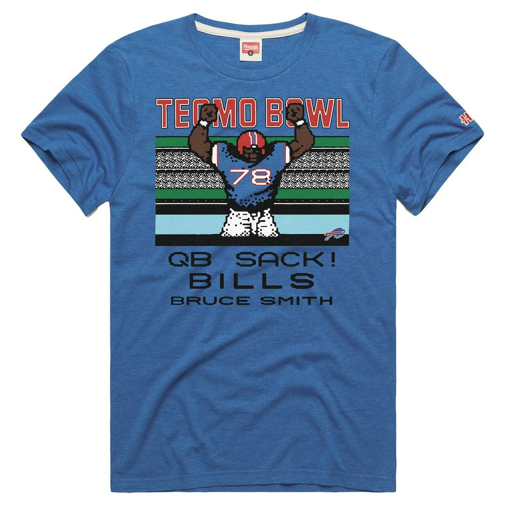 Bruce Smith Buffalo Bills Homage Unisex Tecmo Bowl Retired Player Graphic Tri-Blend T-Shirt - Royal - NFL