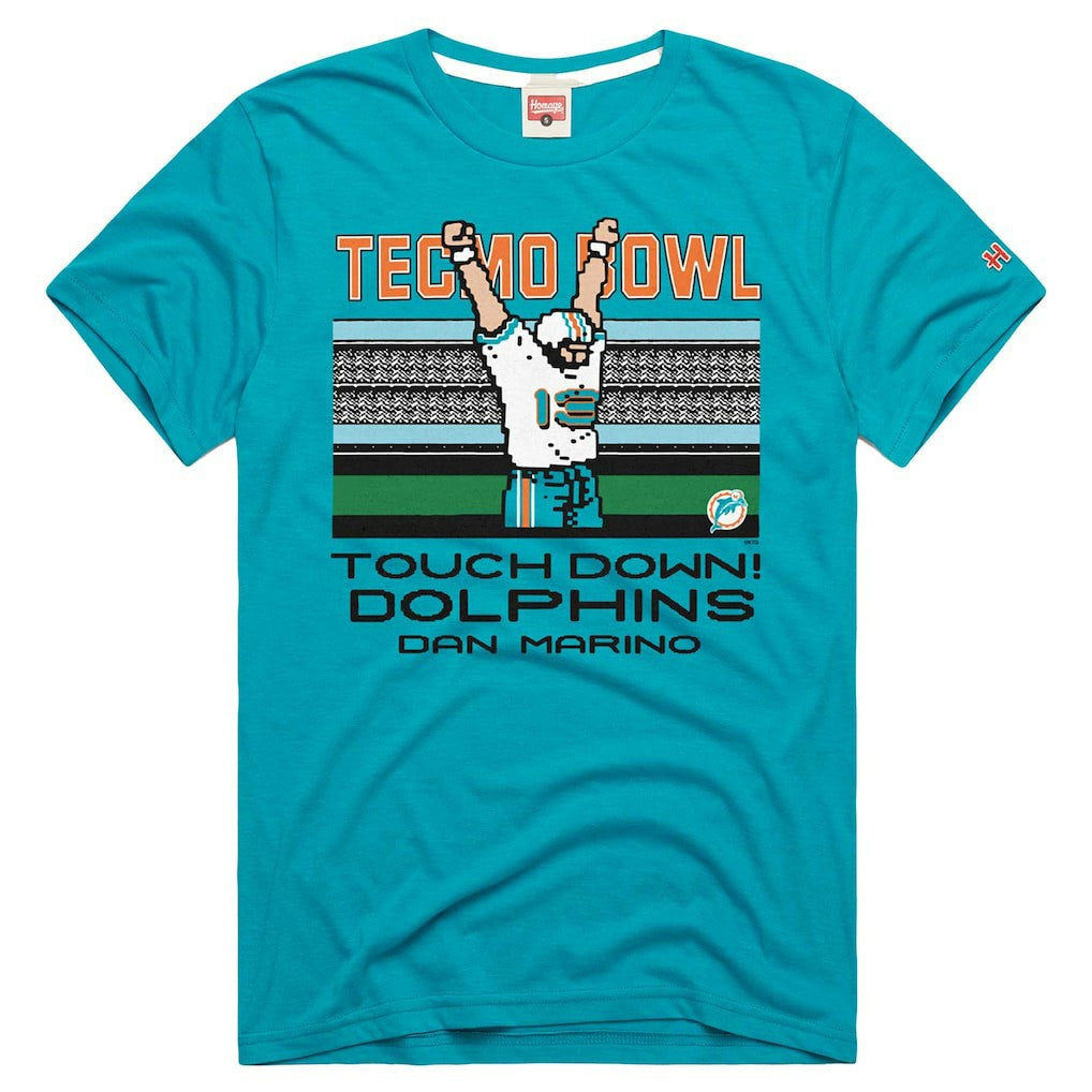 Dan Marino Miami Dolphins Homage Unisex Tecmo Bowl Retired Player Graphic Tri-Blend T-Shirt - Aqua - NFL