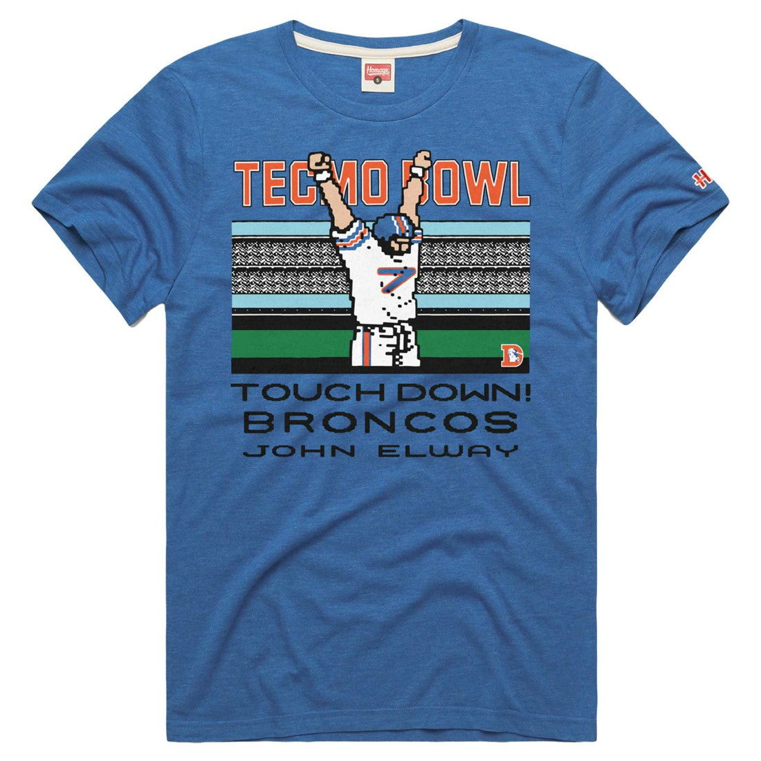 John Elway Denver Broncos Homage Unisex Tecmo Bowl Retired Player Graphic Tri-Blend T-Shirt - Royal - NFL