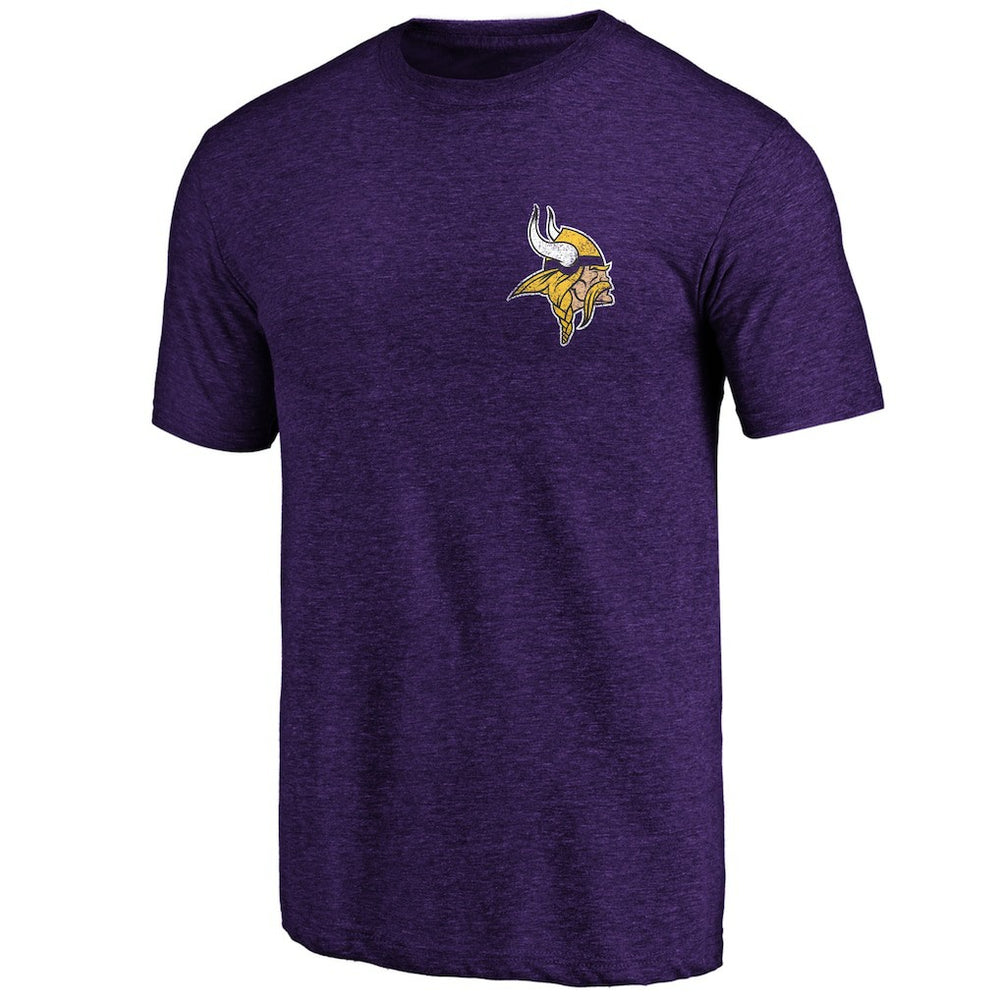 Minnesota Vikings Purple Left Chest Distressed Tri-Blend T-Shirt - NFL