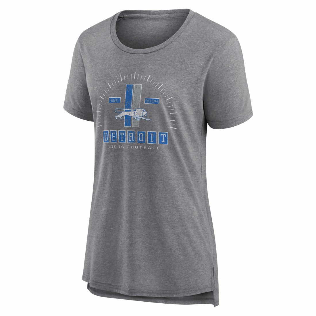 Detroit Lions Women's Vintage Graphic Tri-Blend Scoop Neck T-Shirt - Gray - Nike
