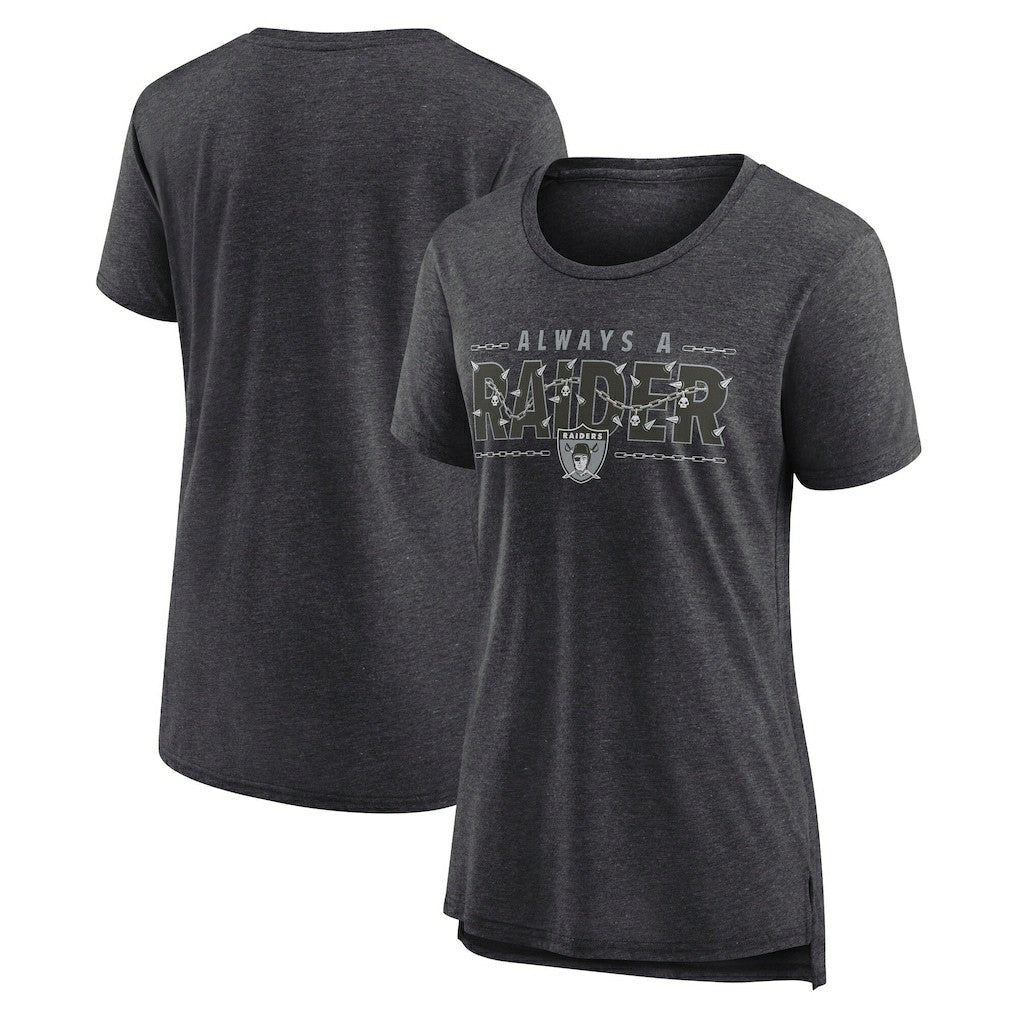 Las Vegas Raiders Women's Vintage Graphic Tri-Blend Scoop Neck T-Shirt - Charcoal - Nike