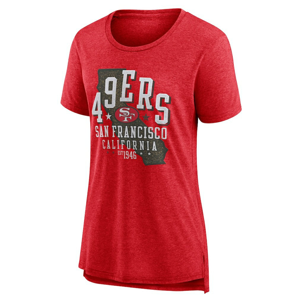 San Francisco 49ers Women's Vintage Graphic Tri-Blend Scoop Neck T-Shirt - Scarlet - Nike