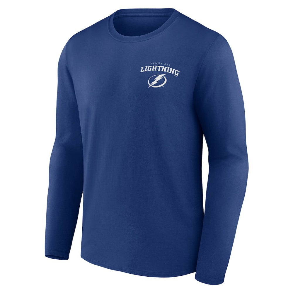 Tampa Bay Lightning Blue Team Lockup Long Sleeve T-Shirt | NHL Clearance