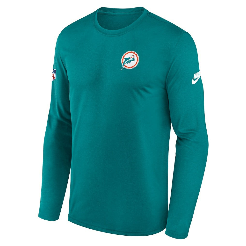 Miami Dolphins Legend Small Logo Dri-FIT Long Sleeve T-Shirt - Aqua - Nike