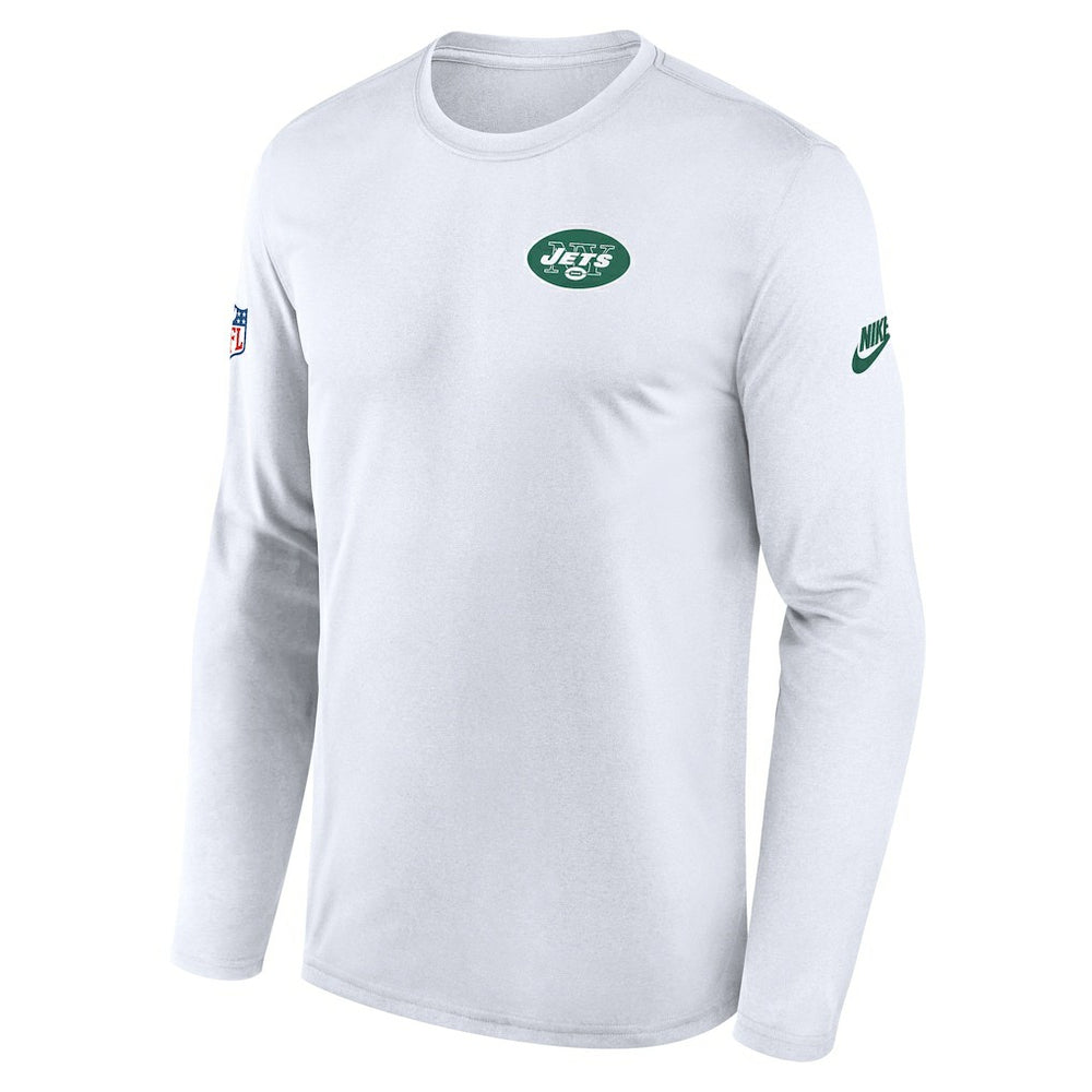 New York Jets Legend Small Logo Dri-FIT Long Sleeve T-Shirt - White - Nike