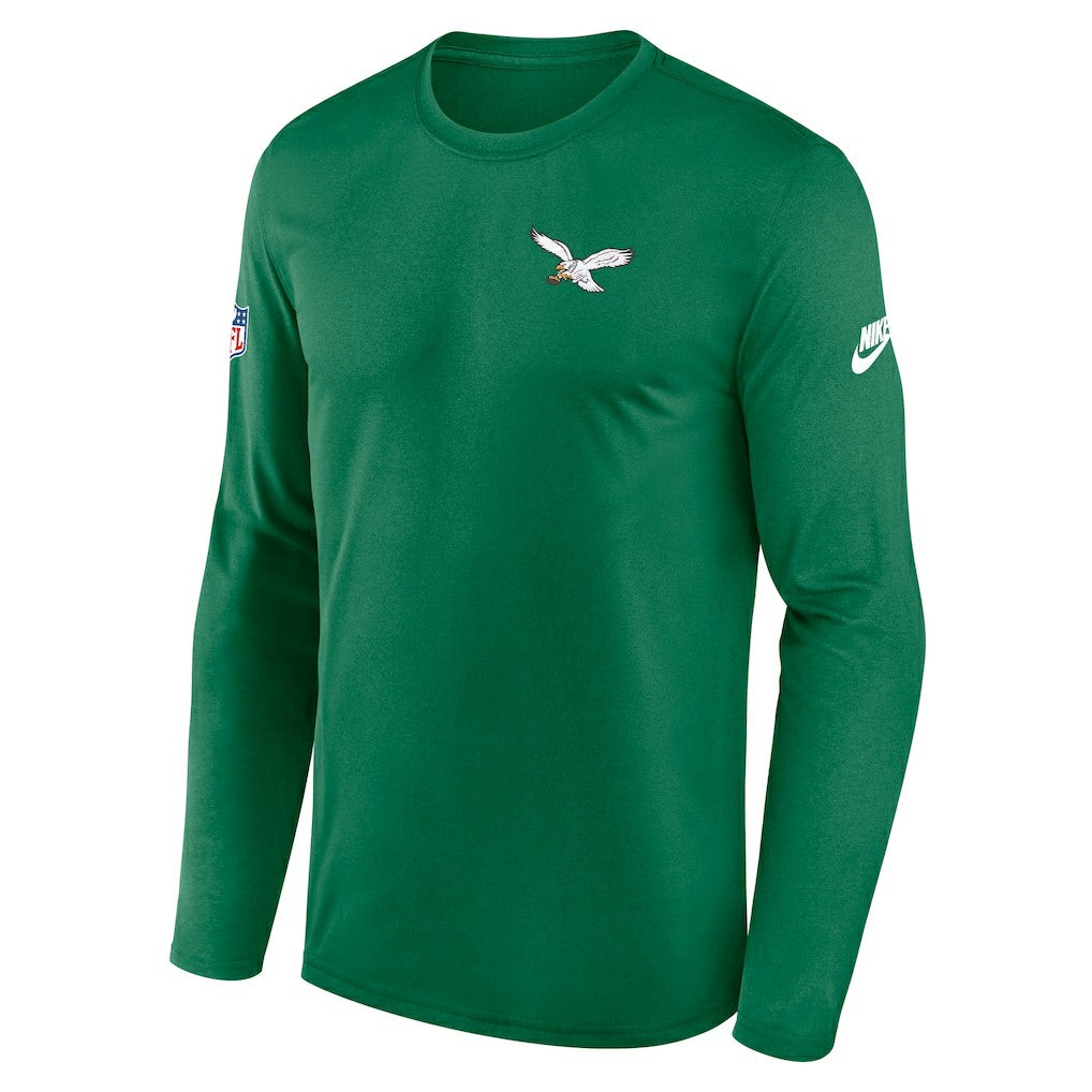 Philadelphia Eagles Legend Small Logo Dri-FIT Long Sleeve T-Shirt - Kelly Green - Nike