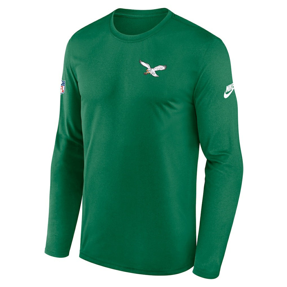 Philadelphia Eagles Legend Small Logo Dri-FIT Long Sleeve T-Shirt - Kelly Green - Nike