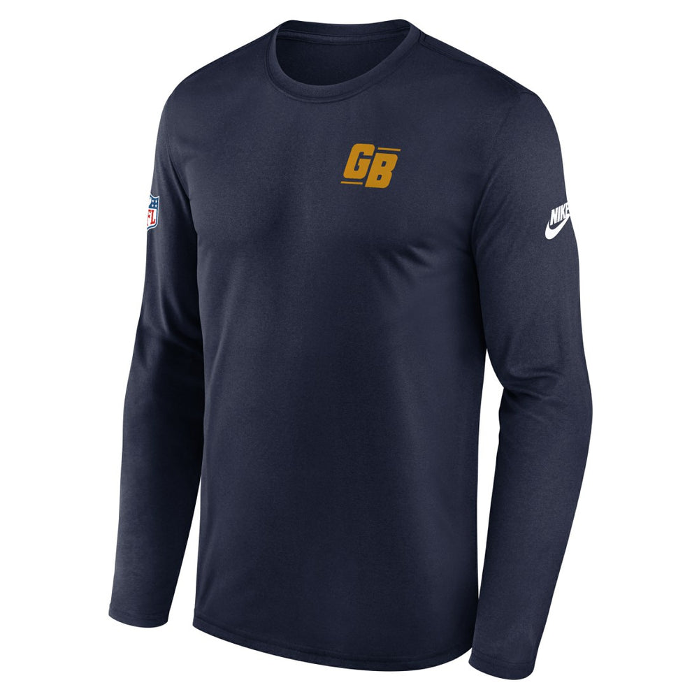 Green Bay Packers Legend Small Logo Dri-FIT Long Sleeve T-Shirt - Navy - Nike