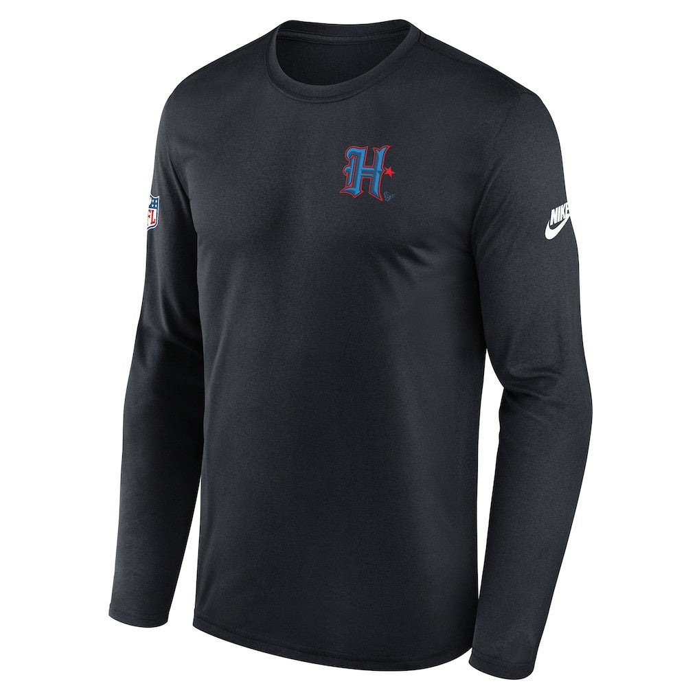 Houston Texans Legend Small Logo Dri-FIT Long Sleeve T-Shirt - Navy - Nike