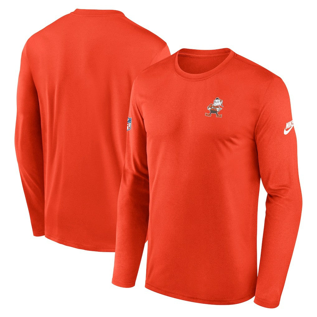 Cleveland Browns Legend Small Logo Dri-FIT Long Sleeve T-Shirt - Orange - Nike