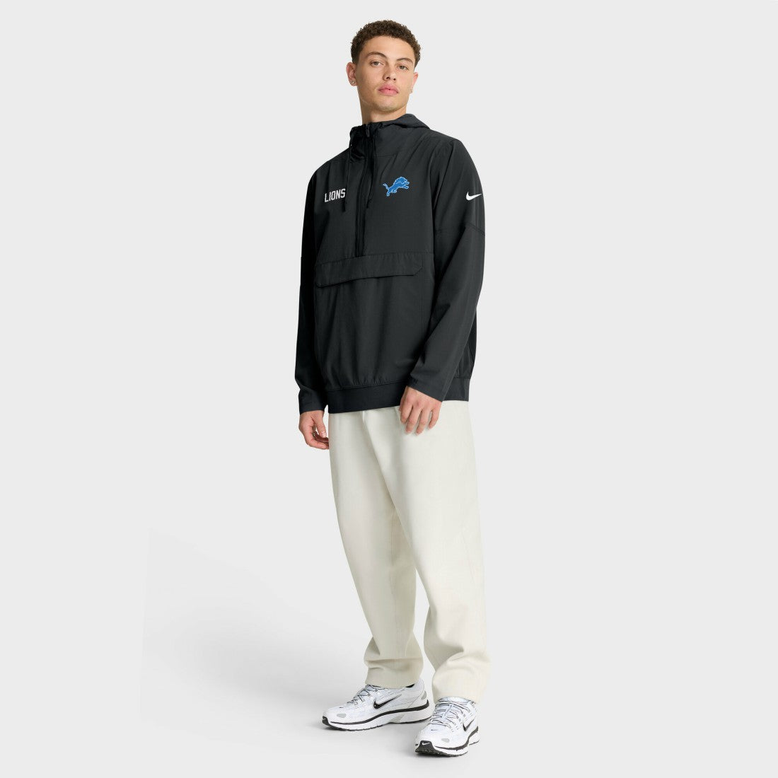 Detroit Lions Sideline Alt Pack Anorak Half-Zip Hoodie Jacket - Black - Nike