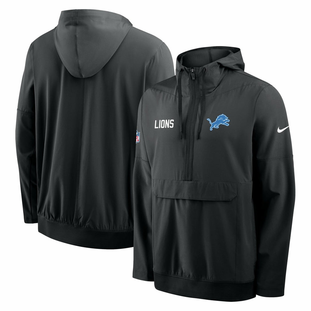 Detroit Lions Sideline Alt Pack Anorak Half-Zip Hoodie Jacket - Black - Nike