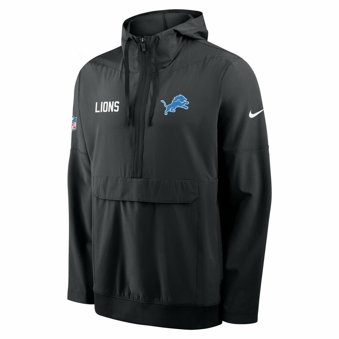Detroit Lions Sideline Alt Pack Anorak Half-Zip Hoodie Jacket - Black - Nike
