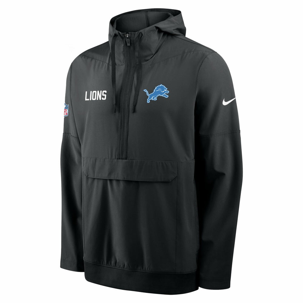 Detroit Lions Sideline Alt Pack Anorak Half-Zip Hoodie Jacket - Black - Nike