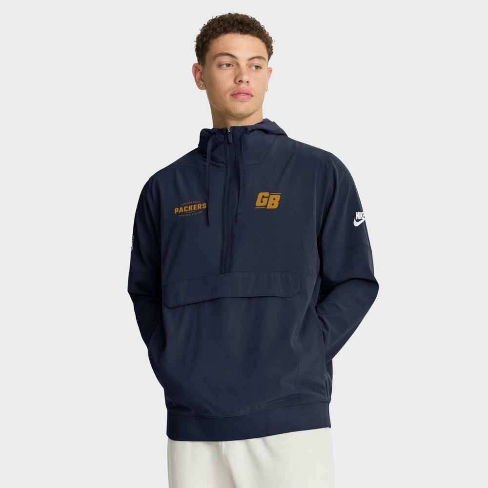 Green Bay Packers The 1923 Classic Sideline Half-Zip Anorak Jacket - Navy - Nike