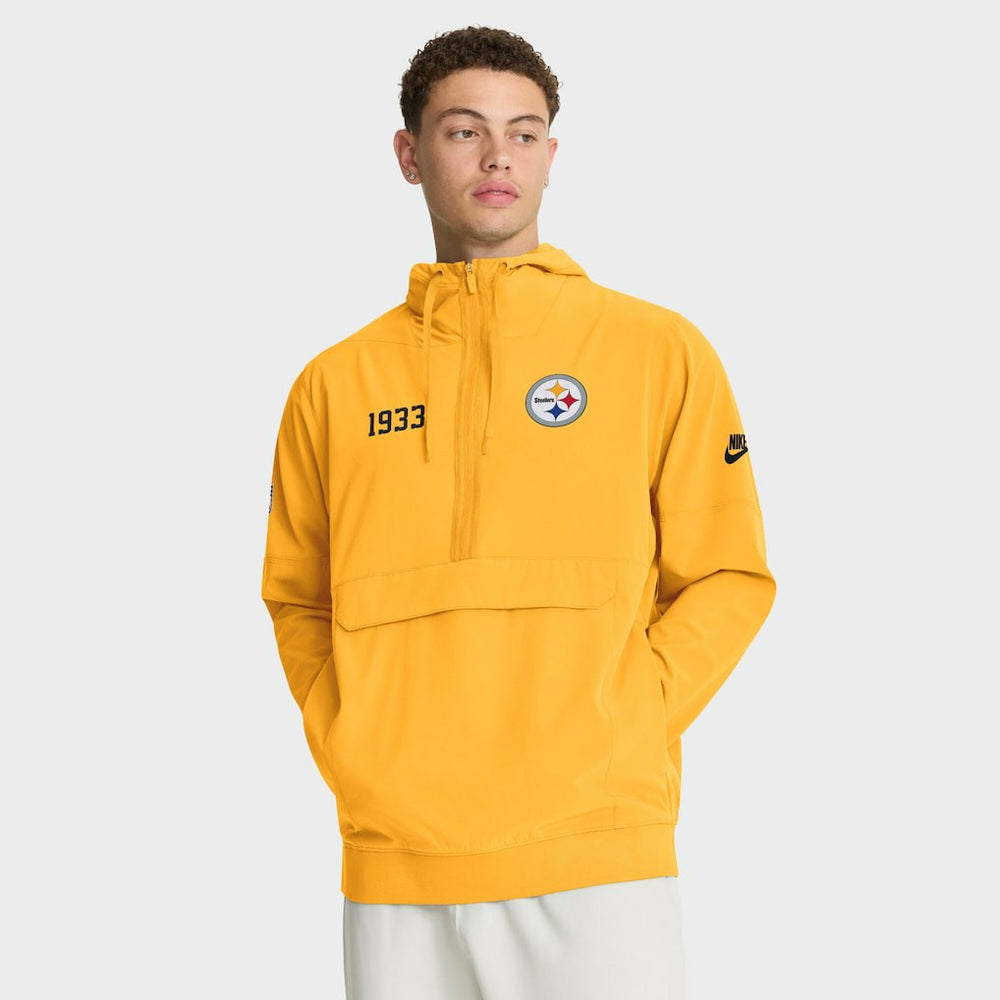 Pittsburgh Steelers 1933 Sideline Alt Pack Anorak Half-Zip Hoodie Jacket - Gold - Nike