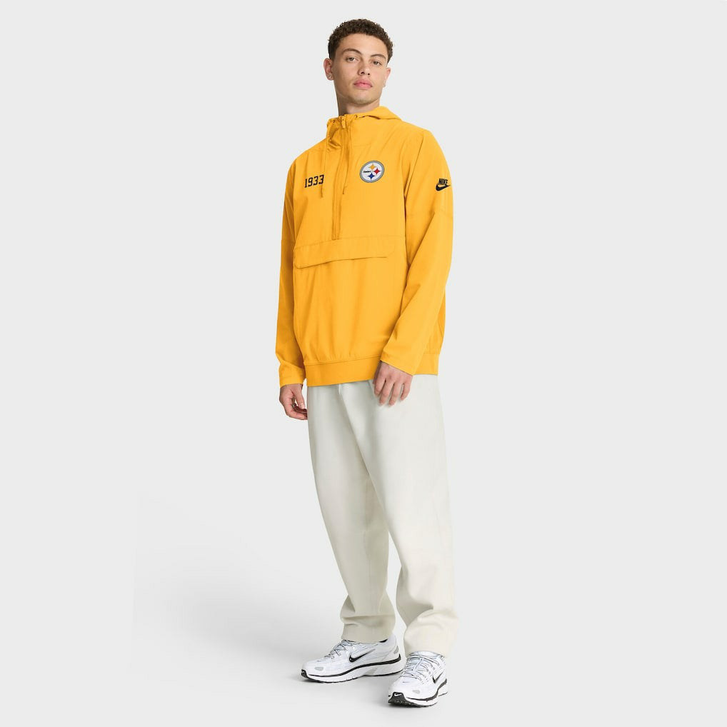 Pittsburgh Steelers 1933 Sideline Alt Pack Anorak Half-Zip Hoodie Jacket - Gold - Nike