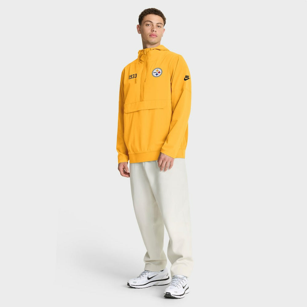 Pittsburgh Steelers 1933 Sideline Alt Pack Anorak Half-Zip Hoodie Jacket - Gold - Nike