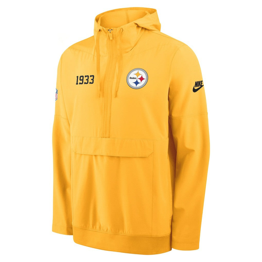 Pittsburgh Steelers 1933 Sideline Alt Pack Anorak Half-Zip Hoodie Jacket - Gold - Nike