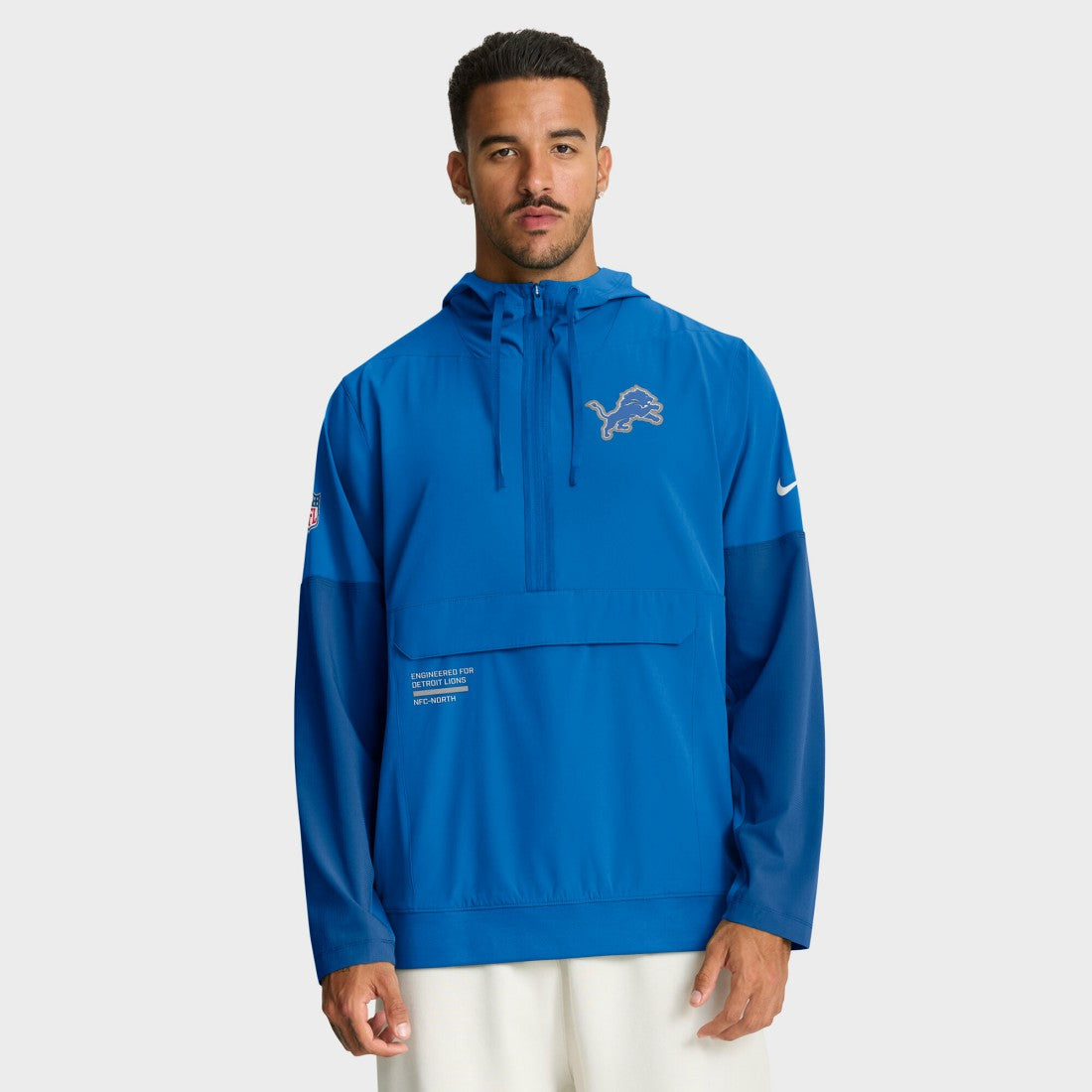 Detroit Lions Sideline Anorak Half-Zip Hoodie Jacket - Blue - Nike