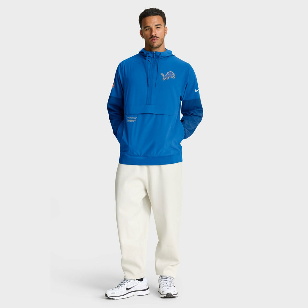 Detroit Lions Sideline Anorak Half-Zip Hoodie Jacket - Blue - Nike