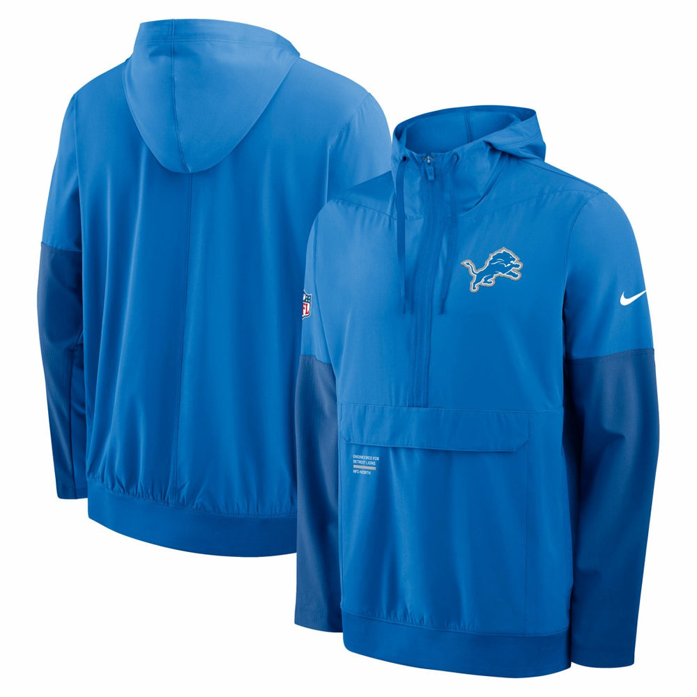 Detroit Lions Sideline Anorak Half-Zip Hoodie Jacket - Blue - Nike