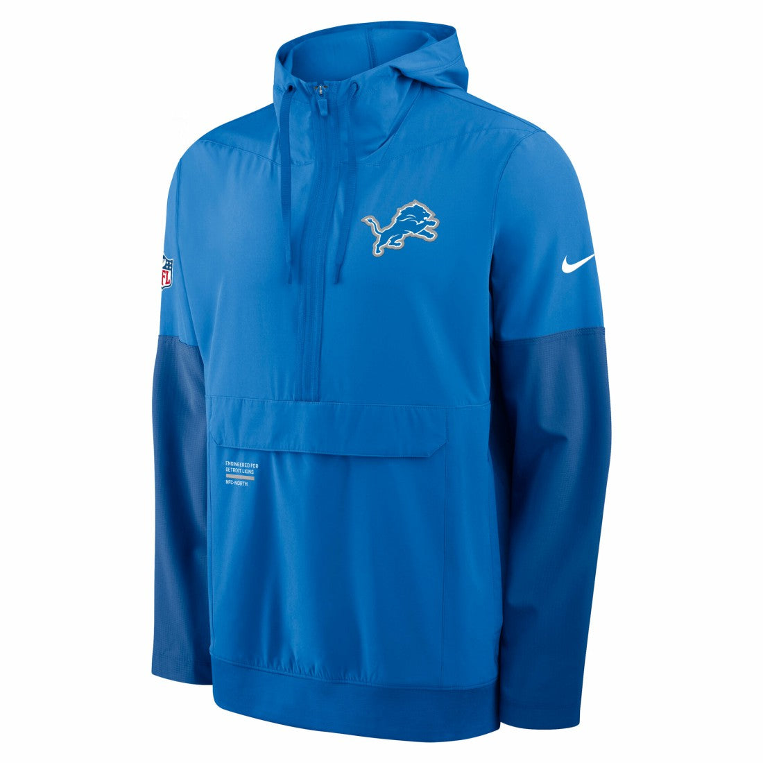 Detroit Lions Sideline Anorak Half-Zip Hoodie Jacket - Blue - Nike