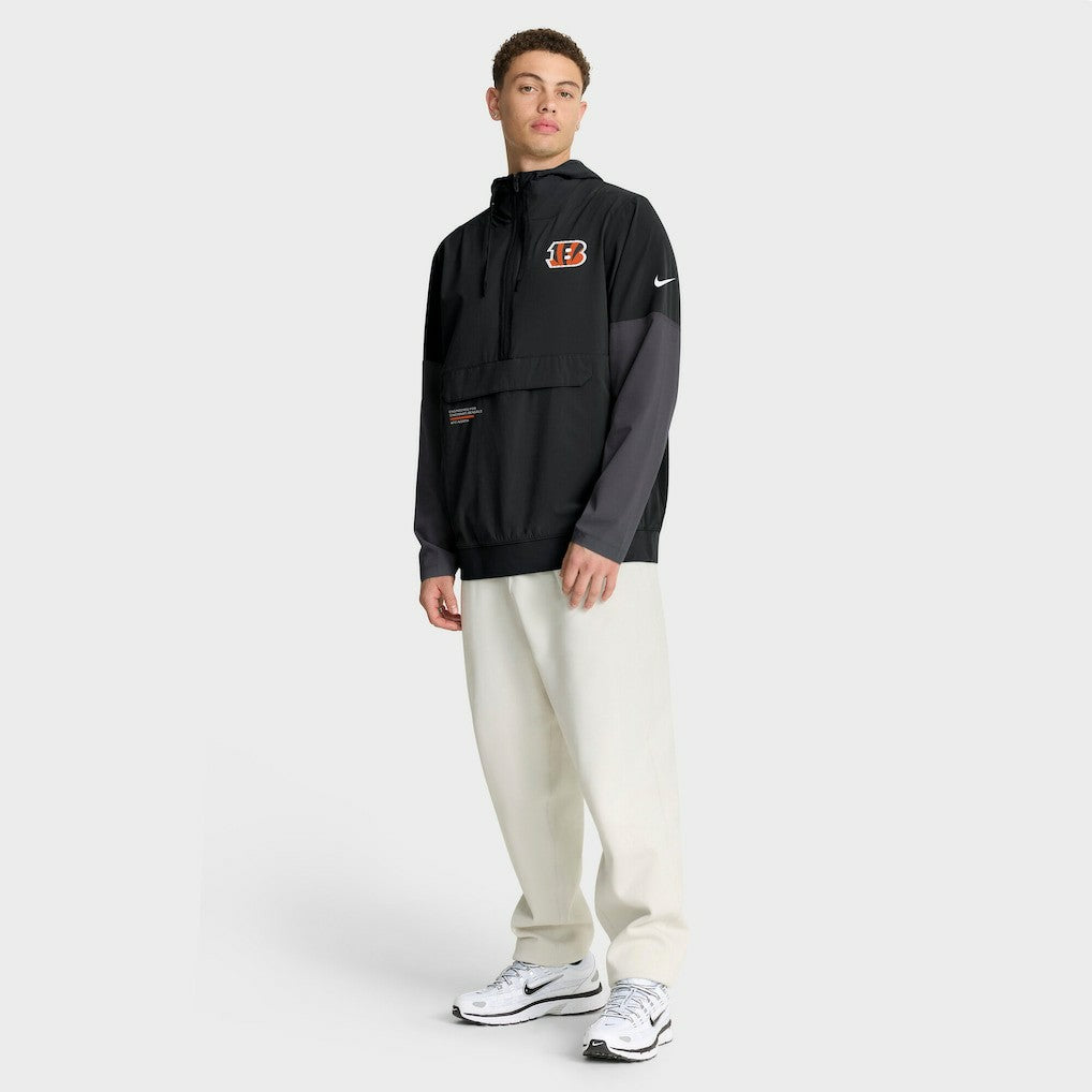 Cincinnati Bengals Sideline Anorak Half-Zip Hoodie Jacket - Black - Nike